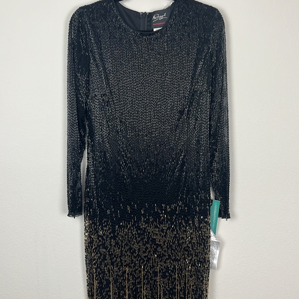 Mac Duggal Long Sleeve Beaded Fringe Gown 93584 - Picture 4 of 9